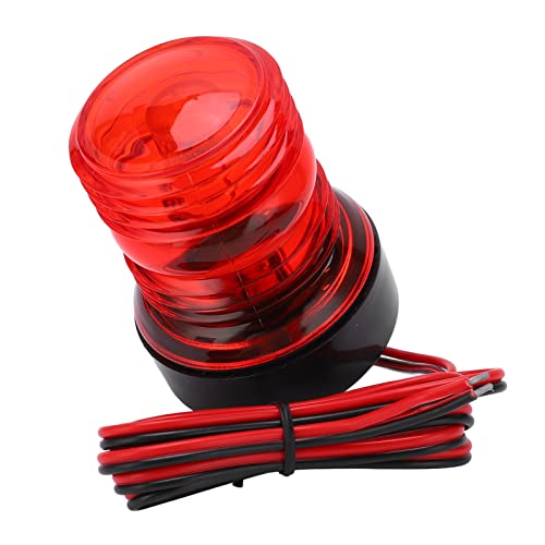 KIMISS Feu de Navigation LED pour Bateau, Feu d'ancrage Rond à 360° pour Poupe Marine – Lumière Rouge pour la Voile, DC 12 V/24 V, Installation Facile, Protection IP66