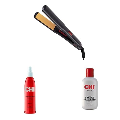 CHI G2 Plancha profesional para el cabello, placas de cerámica con infusión de titanio, plancha plana y protector de hierro 44, spray de protección