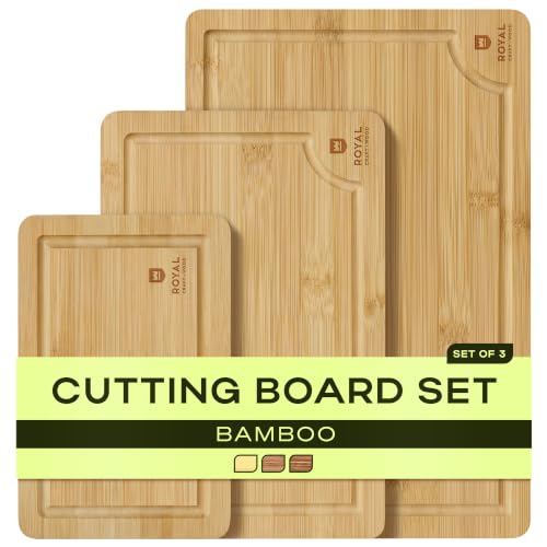 ROYAL CRAFT WOOD Wooden Cutting Boards for Kitchen Meal Prep & Serving - Bamboo Wood Serving Board...