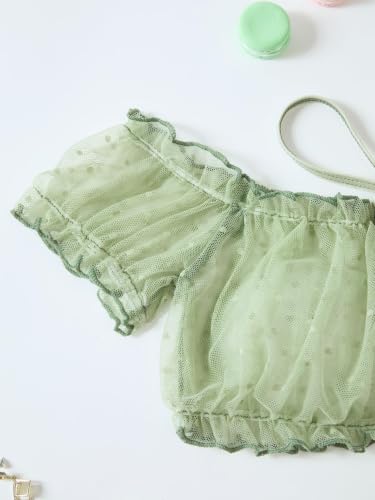 Image of Lilosy Sexy Stretch Ruffle Tie Sheer Mesh Lingerie Set Outfits