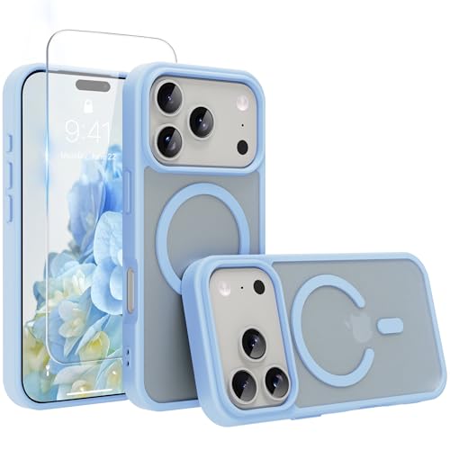 Image of Magnetic for iPhone 17 Pro Max Phone Case, [Compatible with MagSafe], Screen Protector X1, [Military Grade Drop Protection],Matte Finish,Slim,Shockproof,Protective (Light Blue, 17 Pro Max)