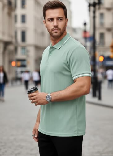 Image of Mack Jonney Men's Premium Jacquard Polo T-Shirt | Short Sleeve Soft Knit Fabric | Stylish Casual & Smart Wear Polo-M6907