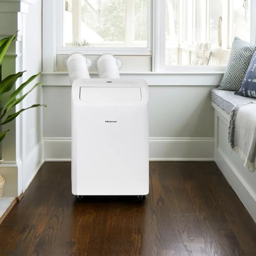 Hisense 8,000 BTU Portable Air Conditioner with Dual Hose & Inverter, 350 Sq Ft, Wi-Fi, ConnectLife App Google and Alexa, 3 operating modes, Noise 42 dB(A) - HAP0824TWD (Renewed), White