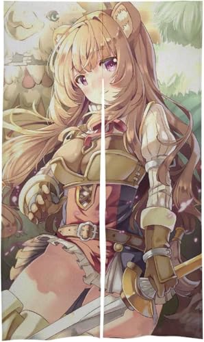 のれん 白麻布 間仕切り 可愛い アニメ柄 盾の勇者の成り上がり ラフタリア 麻風 暖簾 ロング 【背景布 雰囲気転】 玄関カーテン 部屋アレンジ 壁飾り 目隠し 遮熱 遮光 玄関 インテリア おしゃれ 寮やアパートの飾り 86x143cm(のれんのみ)