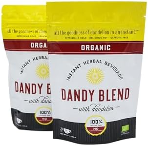 Two 50 Cup Bags of Organic Dandy Blend Instant Herbal Beverage with Dandelion - Two 3.53 oz. Bags