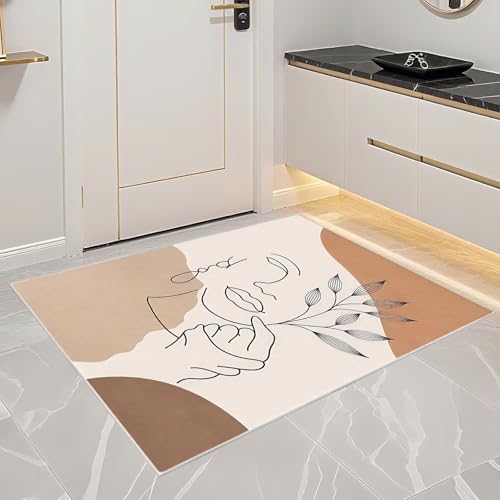 Paillasson extérieur feuilles modernes marron beige 80x120cm