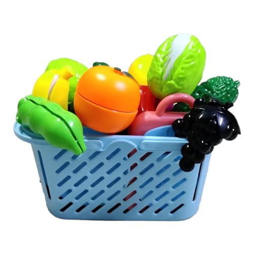 Image of PLUSPOINT Food Cutting Toys with Basket Realistic Sliceable Fruits Vegetables Pretend Play Kitchen Toys for Girls and Boys (Mini Basket)