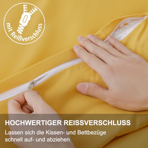 Beqnat Bed Linen, Bed Sheets 200 x 220 cm Yellow - Image 4