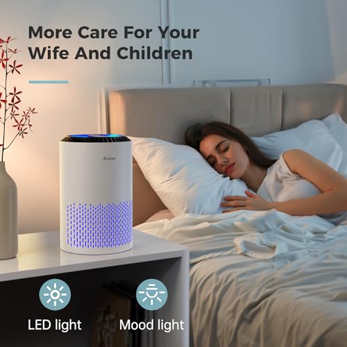 AROEVE Air Purifiers for Bedroom Home, Air Purifier For Smoke Pollen Dander Hair Smell Air Cleaner with Sleep Mode Speed Control For Bedroom Office, MK01- White(Available for California) by AROEVE - Image 7
