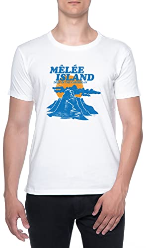 Monkey Island Hombres Camiseta De Manga Corta Blanco Cuello Redondo Men T-Shirt White Round Neck