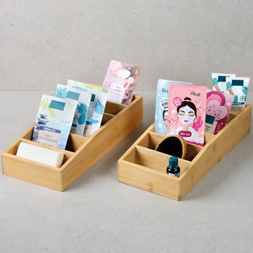 Kesper | Aufbewahrungsbox, 6 Fächer für Tütensuppen & Saucen, Material: FSC®-zertifizierter Bambus, Maße: 15 x 35 x 7 cm, Farbe: Braun | 70822