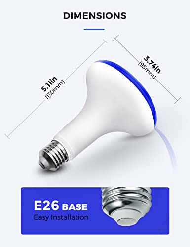 Image of L LOHAS LED Christmas Blue Flood Light Bulbs, Colored Can Light Bulbs E26 | Christmas LED BR30 Pure Blue Flood Light Indoor 65W Equivalent, 11 Watt Light Bulbs E26, Holiday Party Decoration, 2 Pack