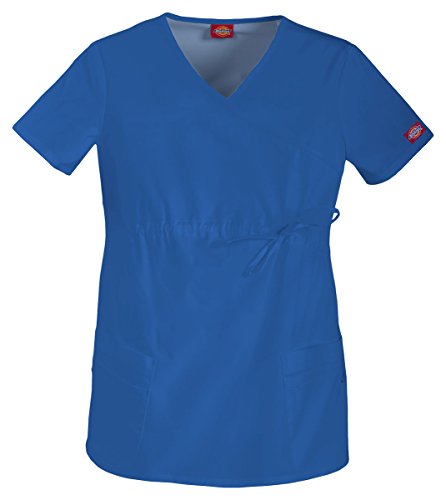 Dickies Medical Scrubs 85900 Women's Maternity Mock Wrap Top Royal X-Small