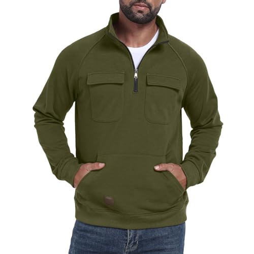 Sweat Ample Tendance Homme Col Montant Demi-Zip Casual