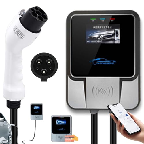 Estação Carregamento Type1/Type2 Ev - CartãO Rfid + App + Cabo 5M, Carregador Carro Para Veículo Elétrico 32A 7Kw, Versátil Para Carregador Portátil E Parede