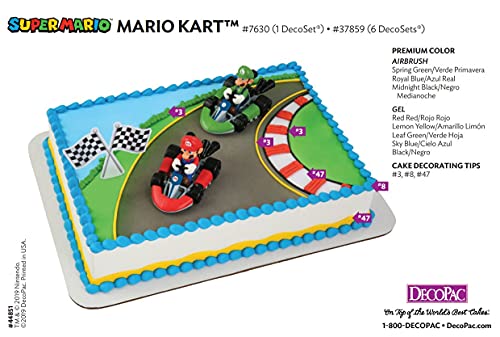 Decoset® Super Mario Kart Cake Topper, 2-Pc Cake Topper With Race Car Toppers & Checkered Flag Decoration, Collectible Cars For Hours Of Fun After The Party #TOP7