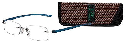 Select-A-Vision Flex 2 Lightweight Flexible Rimless Readers, Blue, 1.25