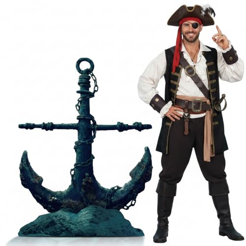 Image of DoubleFill 4 ft Anchor Cardboard Cutout Pirate Nautical Party Decorations Stand up Large Shipwreck Cruise Ship Hook Photo Props for Nautical Pirate Party Home Outdoor Decor