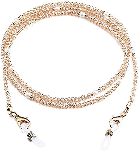 AV Fashion India - Yellow Beads with White Pearl Mask Lanyard Eye Glasses String Holder Healing 74 CM Crystal Beaded Eyeglass Necklace Chains with Pearl for Women and Unisex ( Yellow Gold )-image-49