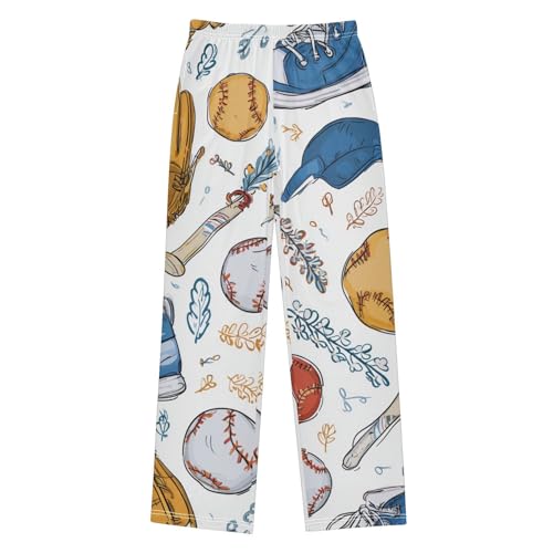 ZZXXB Funny Baseball Print Boys Long Pants Soft Trousers Elastic Waist Kids Lounge Bottoms with Pockets S-XL