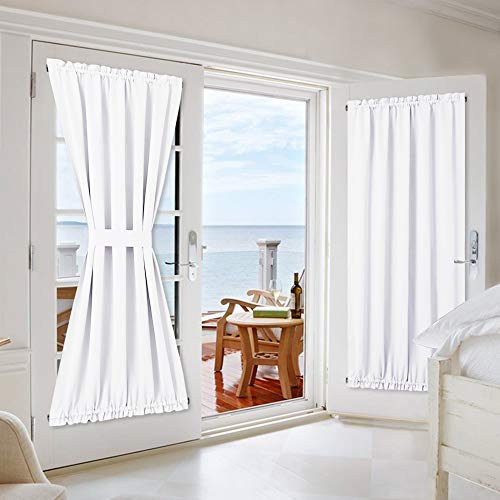 NICETOWN French Door Curtains Set of 2 - Blackout Curtain Patio Door Blinds Thermal Insulated Drapes for Glass Halloween Decor, 25W by 72L inches, Assorted Black Colors (2 Panels) Black 25"W