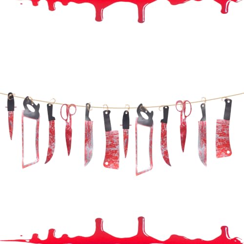 Oeyliz Halloween Bloody Fake Knife Banner Halloween Party Decoration 1PCS - image 1