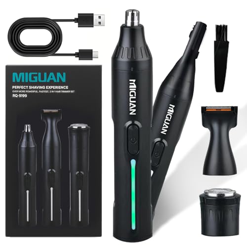 Fululuer Nose Hair Trimmer for Mens and Women | Rechargeable 4-in-1 Ear, Nose, Eyebrow & Beard Trimmers | 8500 RPM | USB Charging | Washable, LED Indicator (Midnight Black)