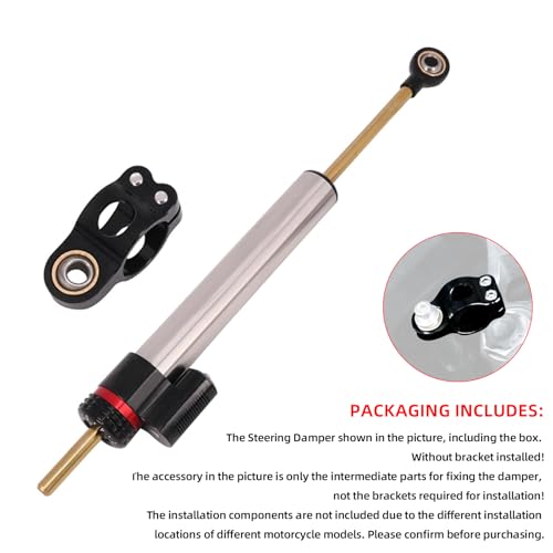 Image of JFG RACING Motorcycle Steering Damper without Mounting Brackets,Universal CNC 13 inch Adjustable Stabilizer for Most Motorcycles Street Sport Road Racing Bike-Silver