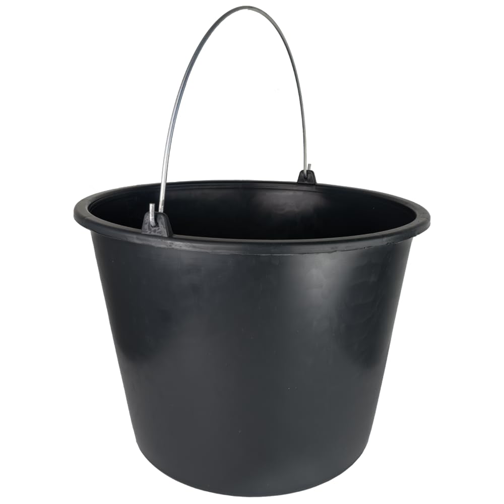 Baueimer 20 Liter aus Kunststoff Putzeimer Mörteleimer Zementeimer Wassereimer Garteneimer Kunststoff-Eimer Schwarz (10 Stück, 20 Liter)