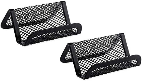 Partstock 2-Pack Business Card Holder,Metal Mesh Desk Office Business Card Stand Organizer - Holder 50 Name Card, Business Card Display Phone Holder