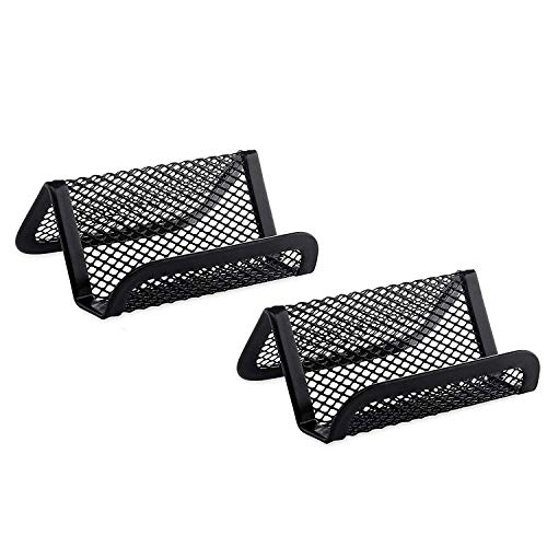 Partstock 2-Pack Business Card Holder,Metal Mesh Desk Office Business Card Stand Organizer - Holder 50 Name Card, Business Card Display Phone Holder #TOP2