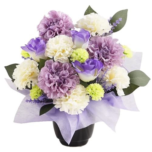 花まりか お供え 花 ソープフラワー 花 仏花 供花 お悔やみ 花 仏壇用 贈り物 アーティフィシャルフラワー (パープル)