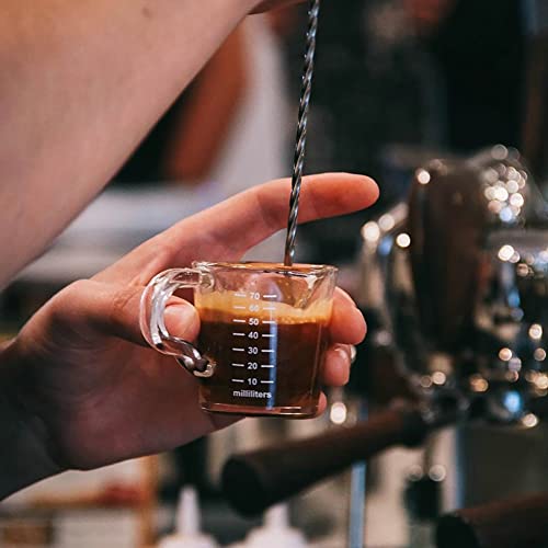 Espresso Shot Glass Cup with Double Spouts 3oz/70ml Coffee Shot Glass Measuring Cup with Handle Little Jug Mugs Measures Cup Liquid Pitcher Heat&Cold Resistant for Bar Party Home Wine Coffee Milk Tea - Image 4