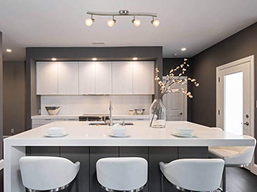 Xinbei Lighting Track Light, 4 Light Kitchen Track Lighting, Modern S-Shaped Ceiling Track Light Bar Brushed Nickel Finish Xb-Tr1223-4-Bn #TOP2