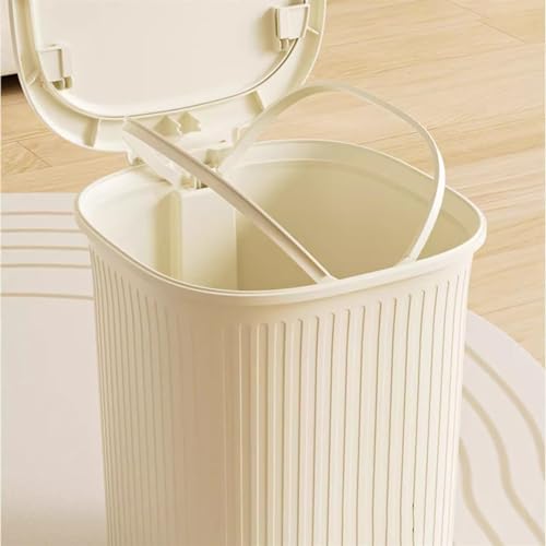 Bote de basura plástico con tapa blanco 8L miniatura 3