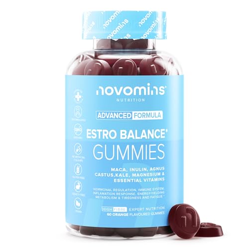Gommose Estro – Integratore Naturale per l’Equilibrio Femminile – Con Vitamina D, B6, B12, Maca, Inulina ed Estratto di Cavolo Riccio – 60 Gommose Vegane - Novomins