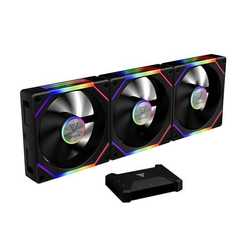 GAMDIAS 3x120mm ARGB PWM Case Fans w/USB Hub, 2 Blades (Standard & Reverse Blades) in 1 Fan Pack, Sync with RGB Motherboards, Easy Installation & Cable Management w/Cabless Daisy Chain