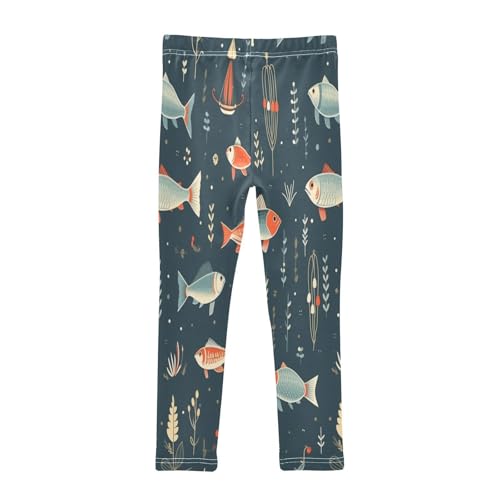 Bolaz Toddler Girls Leggings Printed Yoga Pants Leggings Blue Orange Fish for Kids2