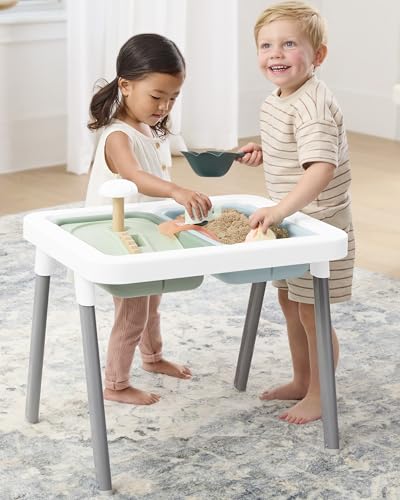 Skip Hop Discoverosity 3-in-1 Toddler Sensory Table with 13 Nature-Inspired Sensory Tools 8-Page Activity Guide 2 Bins and 2 Convertible lids, Age 18m+