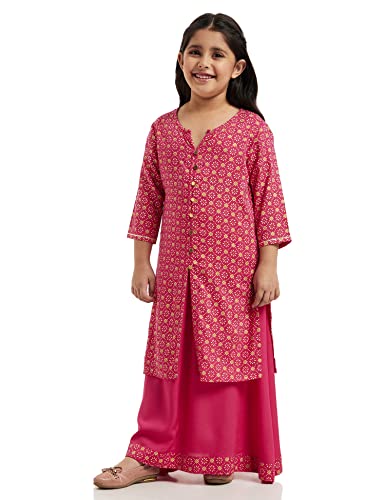 Image of Amazon Brand - Jam & Honey Girl's Rayon Salwar Suit (J&H-GE-T-SKD-10 Pink 3-4 Years)