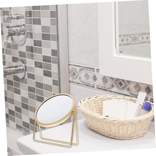 Miroir de maquillage pivotant doré pour table et bureau de coiffure