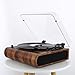 VOSTERIO Bluetooth Record Player, 3 Speed Turntable with Built-in Speakers, Retro LP Vinyl Player with BT Input & Output, FM Radio, USB & SD Card Recording, Aux in, LED Display