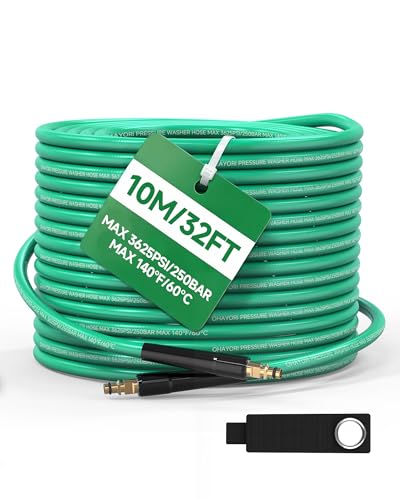 OHAYORI 10M Super Flexible Pressure Washer Hose for Karcher K2 K3 K4 K5 K6 K7 Rubber Kink-Resistant Replacement Extension Hose Jet Wash Power Washer Pipe for High Pressure Accessories Car Cleaning