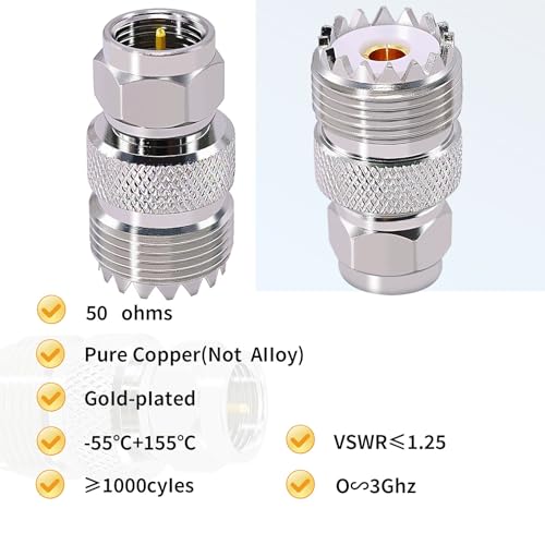 CNARIO adaptador UHF PL259 a F tipo coaxial 2 piezas miniatura 4