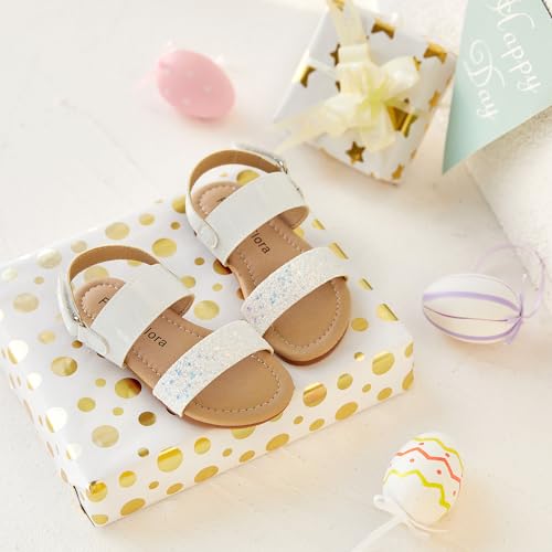 Image of Felix & Flora Toddler Girl Sandals - Little Girl Easter Dress Shoes Lightweight Open Toe Beach Holiday Flats