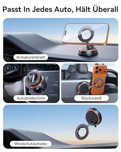 Image of Upgraded Car Phone Holder for Magsafe [108+LBS Strongest Suction & 3000gf Magnetic] Vacuum Magnetic Phone Holders for Your Car 360 Adjustable Car Phone Mount for iPhone & Android Light Black