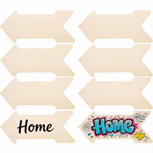 8Pcs Wooden Arrow Signs, Unfinished Arrow Wood Sign...