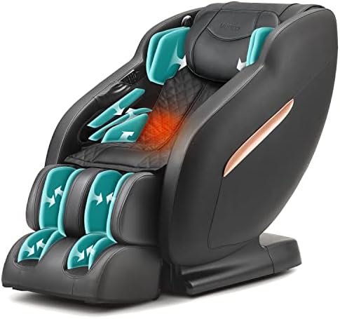 MYNTA Massage Chair, 3D SL-Track Full Body Massage Chair Recliner with Body Scan, Heat, Zero Gravity, Thai Stretch, Bluetooth Speaker, Airbags and Foot Rollers, Black