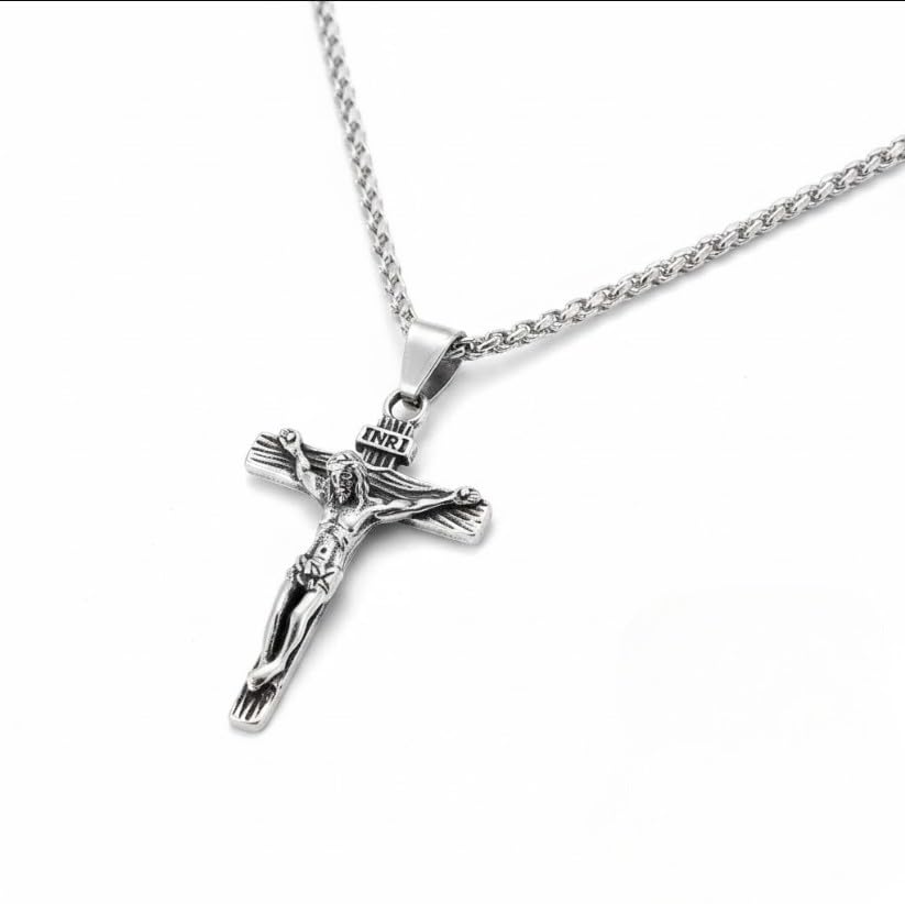 Silver Cross Pendant for Men | cross pendant with chain | Crafted from premium alloy and finished in a sleek silver tone.