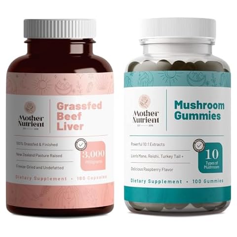 Mother Nutrient Bundle: Grass-Fed Beef Liver Capsules and Pure Extract Mushroom Gummies - Premium, Non-GMO Supplements for Your Daily Routine Cover